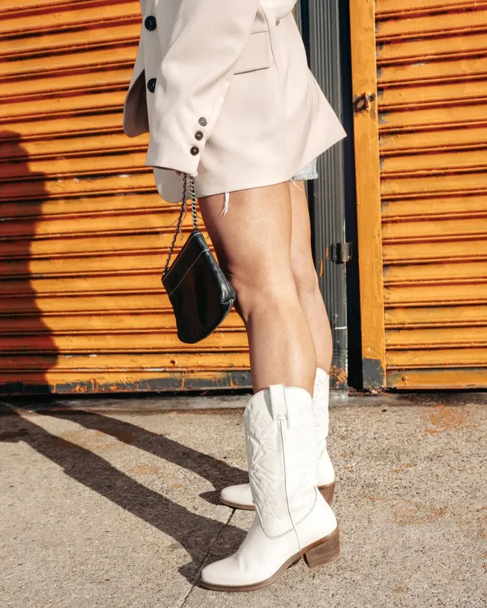 Steve Madden Hayward White Leather Womens Boots