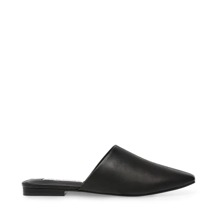 Steve Madden Kalvin Black Leather Womens Flats