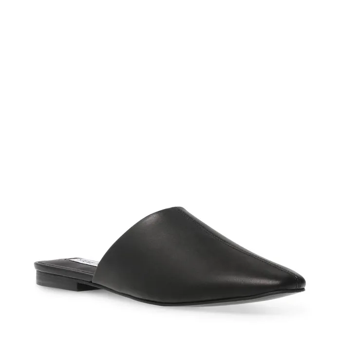 Steve Madden Kalvin Black Leather Womens Flats