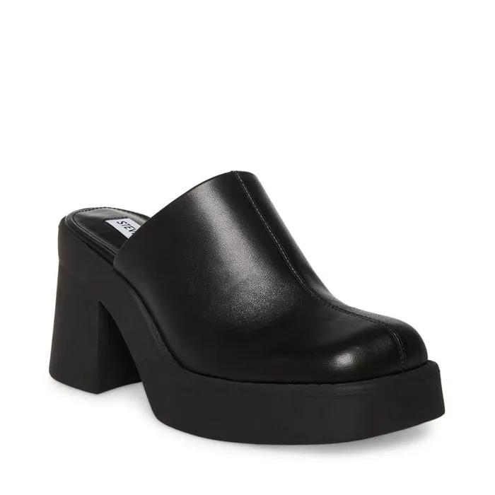 Steve Madden Kam Black Leather Womens Mules Steve Madden Kam Black Leather Womens Mules