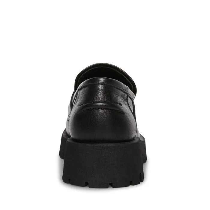 Steve Madden Lawrence Black Leather Womens Loafers