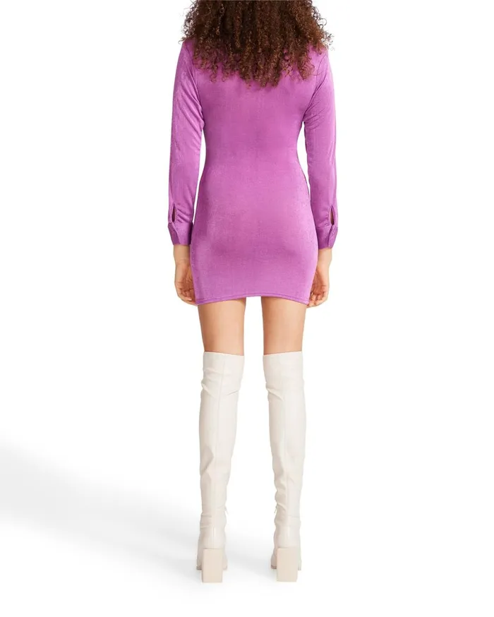 Steve Madden Long Sleeve Button Up Dress Violet Purple Womens Dresses Steve Madden Long Sleeve Button Up Dress Violet Purple Womens Dresses