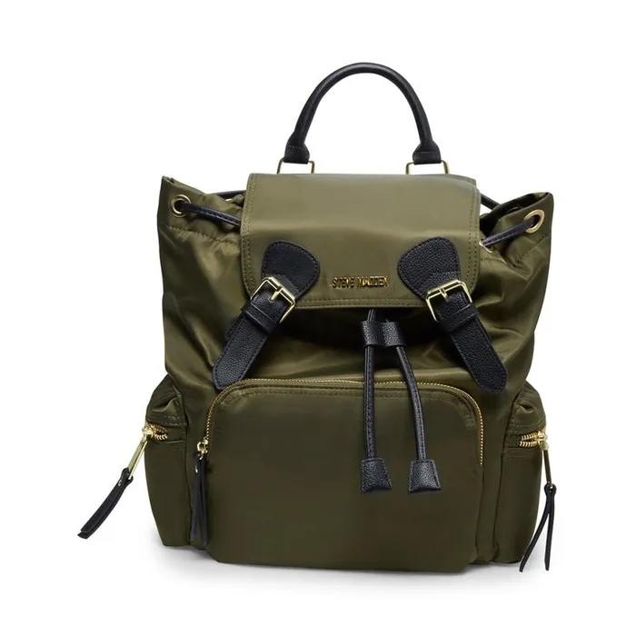Steve Madden Nylon Backpack Olive Womens Belt Bags and Backpacks