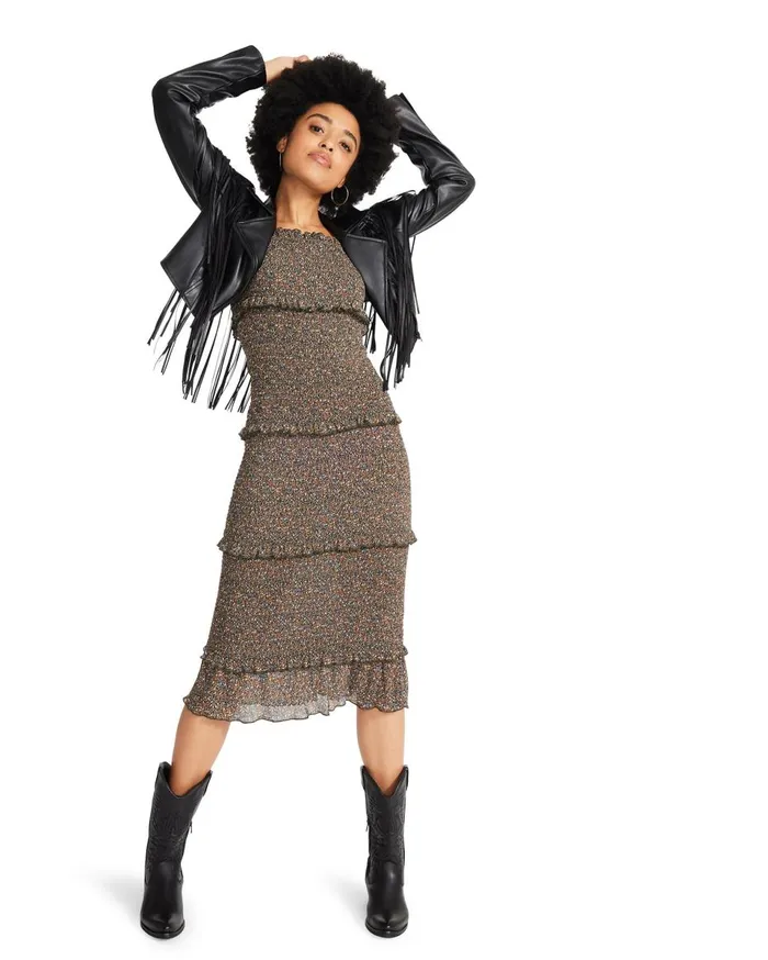 Steve Madden Tiered Midi Dress Green Womens Dresses