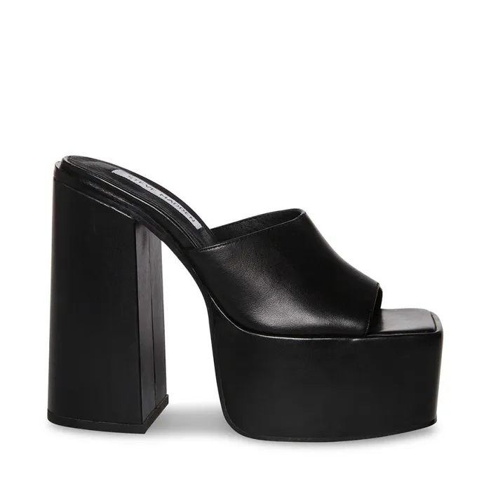 Steve Madden Trixie Black Leather Womens Mules