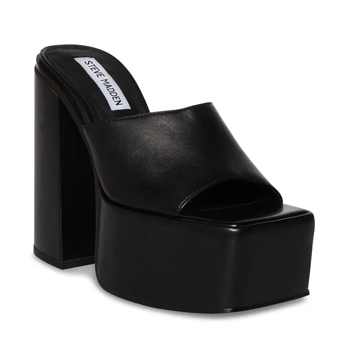 Steve Madden Trixie Black Leather Womens Mules Steve Madden Trixie Black Leather Womens Mules