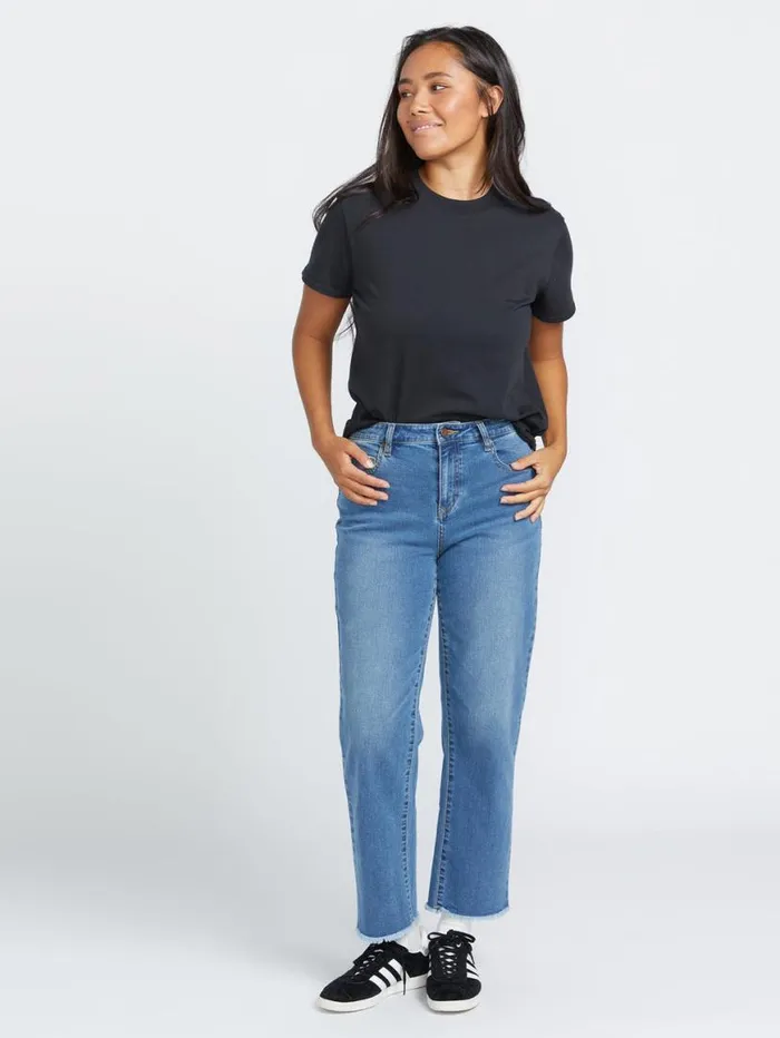 Stone Step Hirise Pants 8211 Jasper Blue Womens Volcom Bottoms