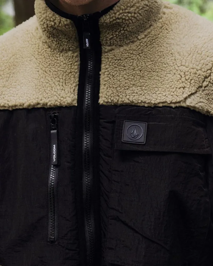 Storm Stone Zip Hoodie 8211 Dark Khaki Mens Volcom Hoodies and Sweatshirts