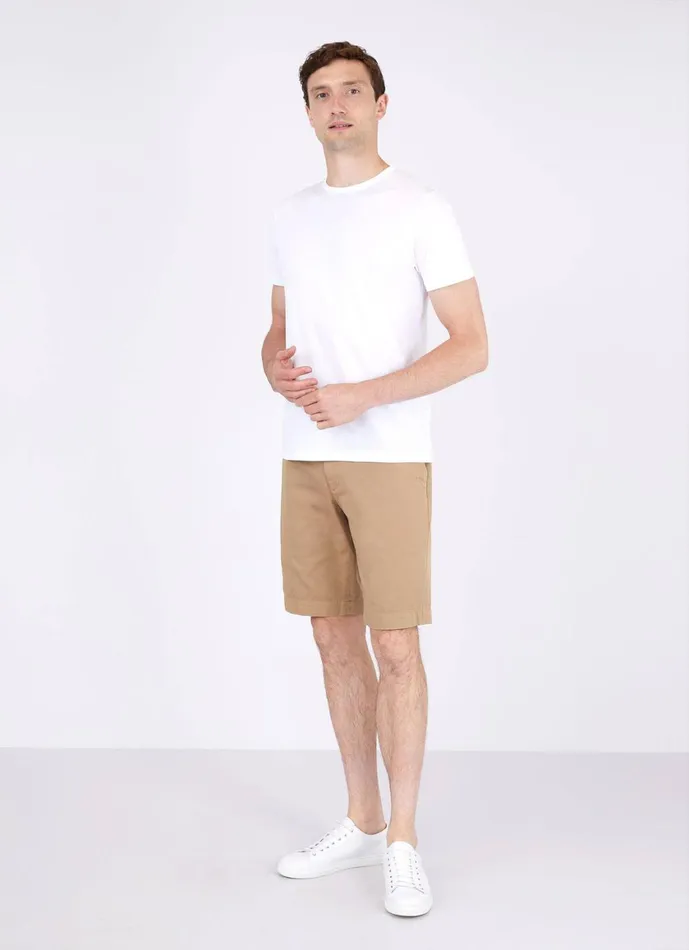 Stretch Cotton Twill Chino Shorts Stone Men SUNSPEL Shorts