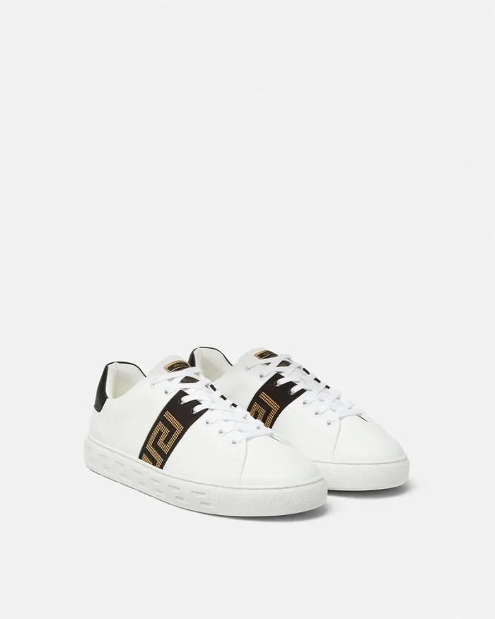 Studded Greca Trainers Blackgold Men Versace Sneakers