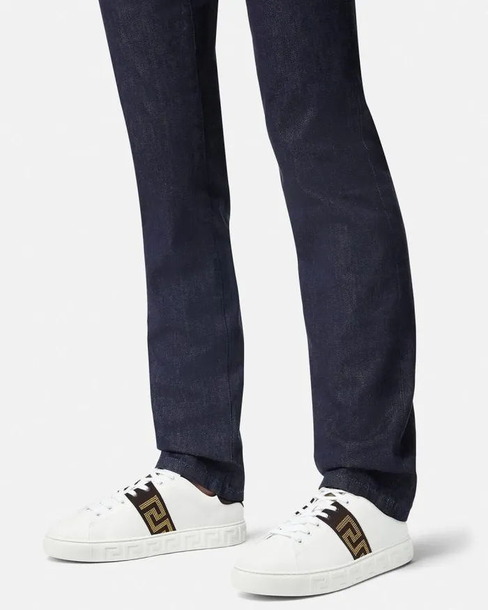 Studded Greca Trainers Blackgold Men Versace Sneakers