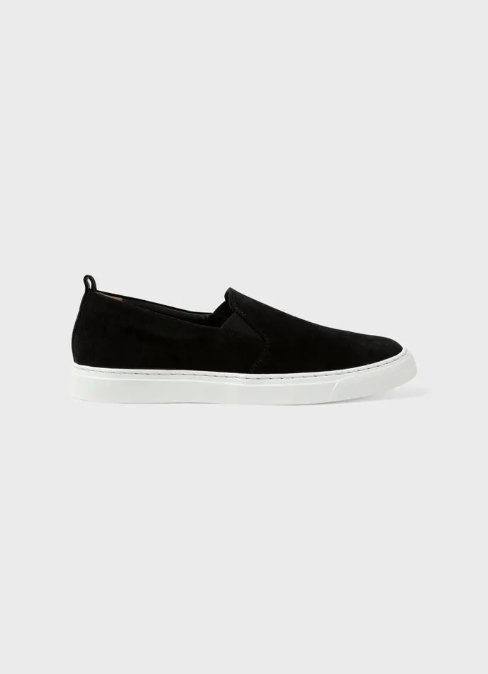Suede Slip On Trainer Black Men SUNSPEL Shoes