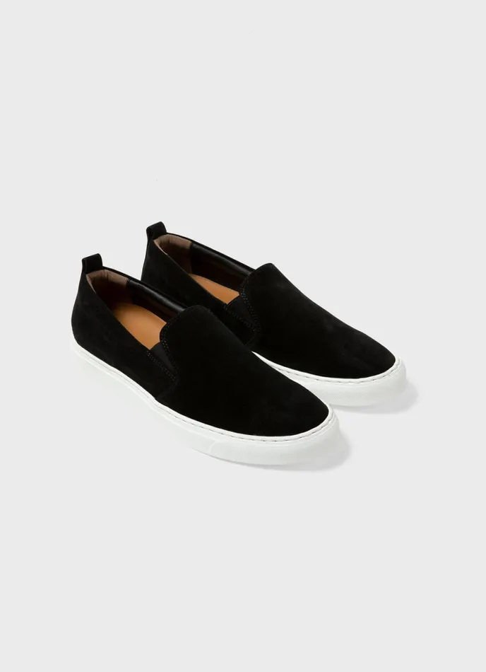Suede Slip On Trainer Black Men SUNSPEL Shoes