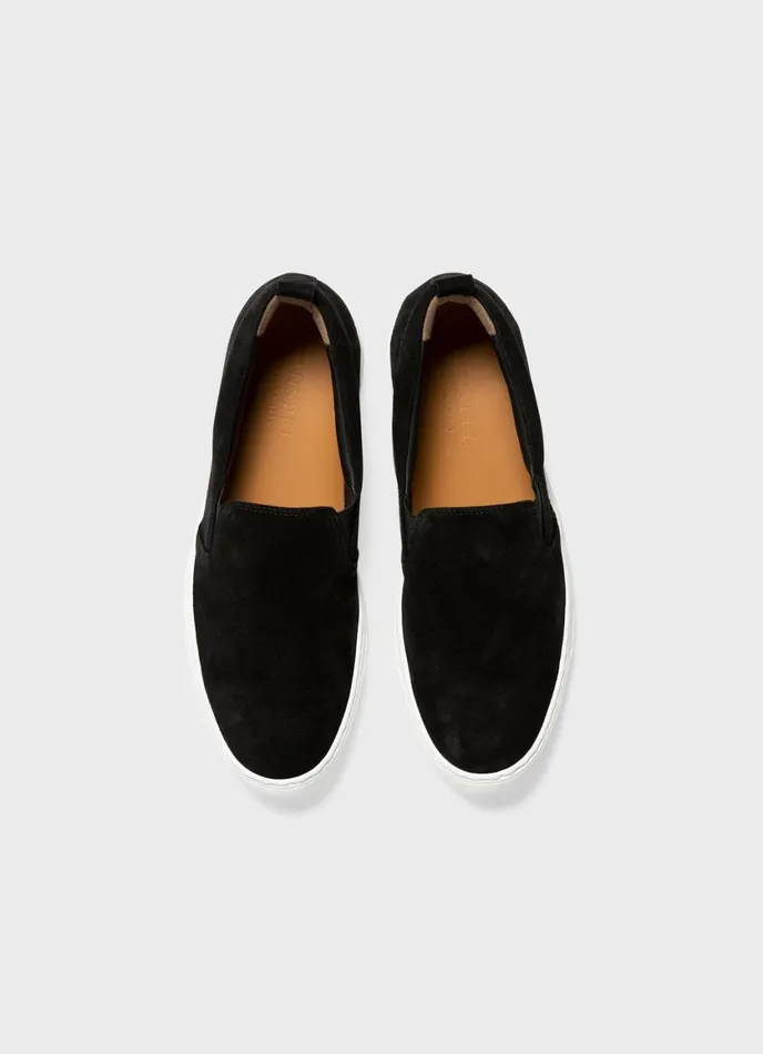 Suede Slip On Trainer Black Men SUNSPEL Shoes