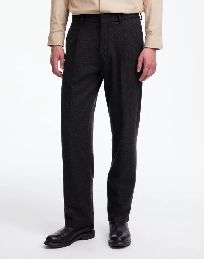 Suiting Men Madewell The Roebling Pleated Trouser In Italian Fabric Hthr Charcoal