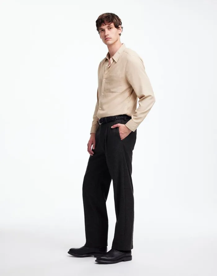 Suiting Men Madewell The Roebling Pleated Trouser In Italian Fabric Hthr Charcoal