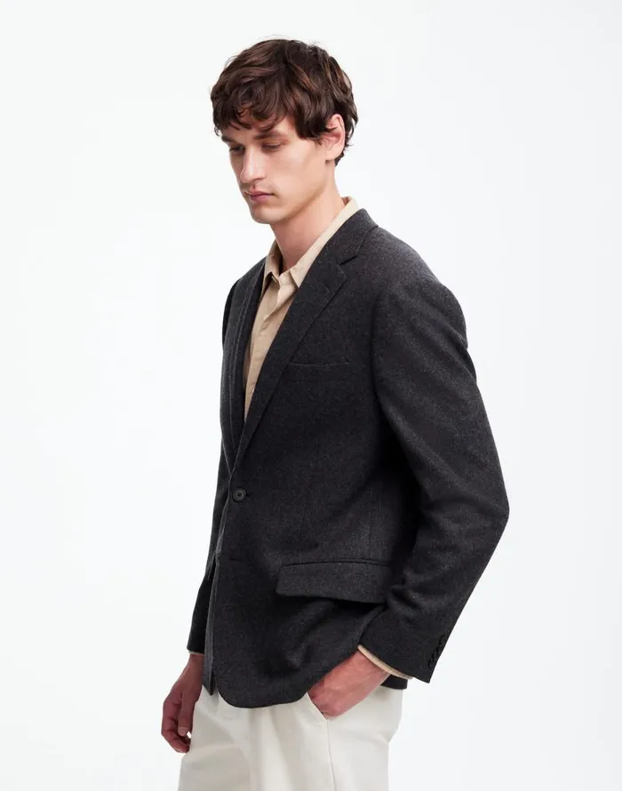 Suiting Men Madewell The Roebling TwoButton Blazer In Italian Fabric Hthr Charcoal
