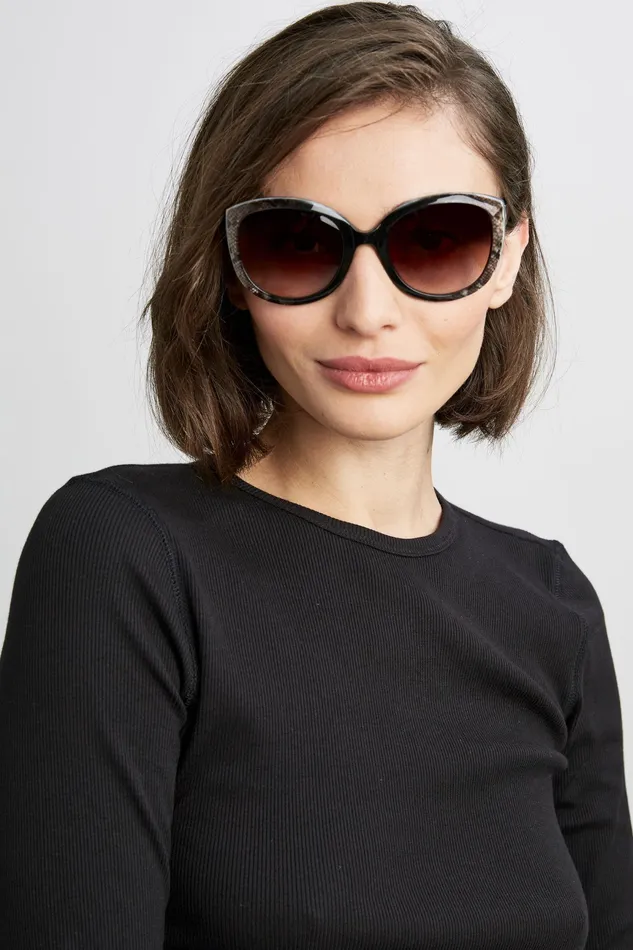 Sunglasses Women Elie Tahari Oversized Cateye Sunglasses Brown Snake