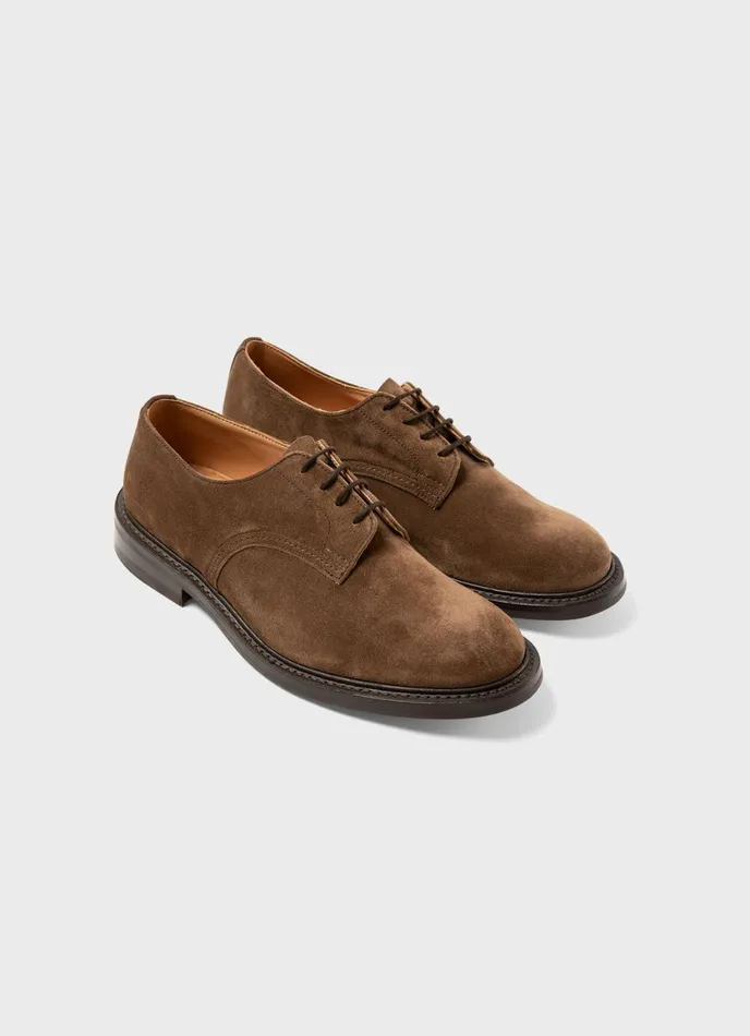 Sunspel X Trickers Suede Derby Shoe Light Brown Men SUNSPEL Shoes