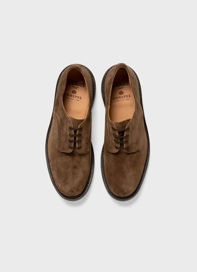 Sunspel X Trickers Suede Derby Shoe Light Brown Men SUNSPEL Shoes