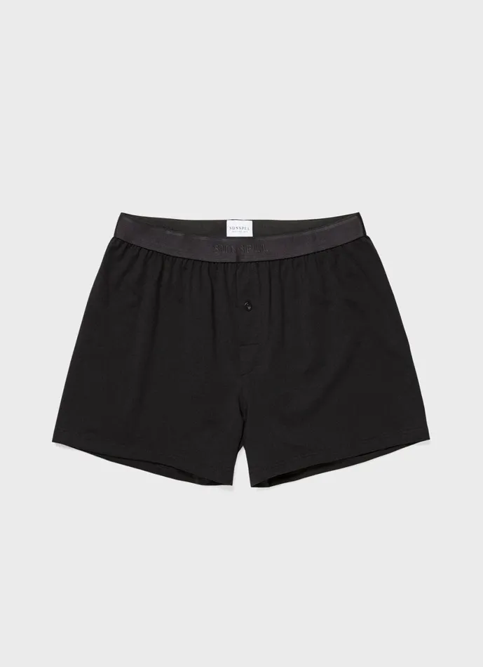 Superfine Cotton OneButton Shorts Black Men SUNSPEL Trunks and Shorts