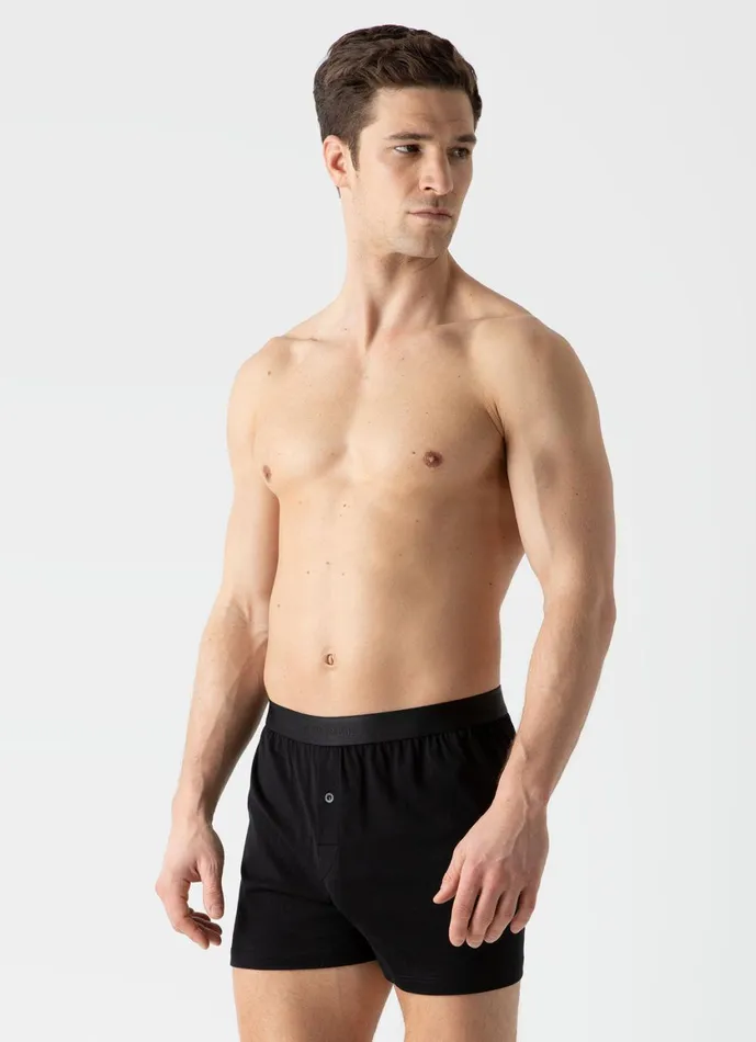 Superfine Cotton OneButton Shorts Black Men SUNSPEL Trunks and Shorts