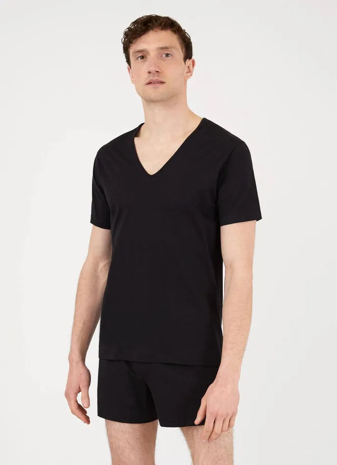 Superfine Cotton Underwear VNeck Tshirt Black Men SUNSPEL Underwear Tops