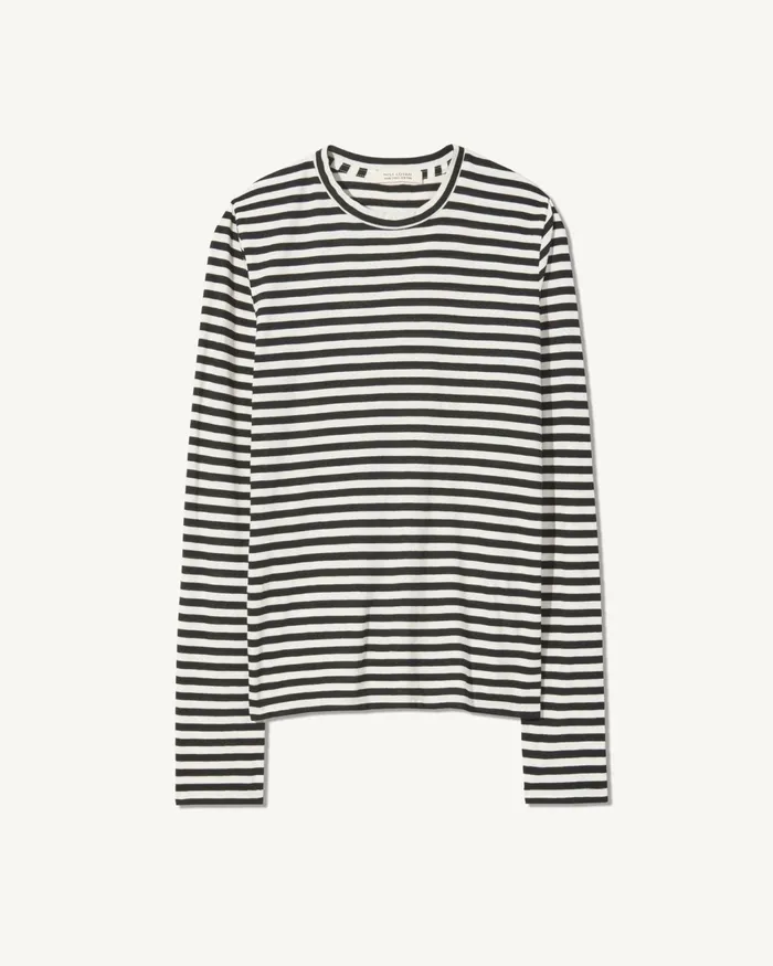 SUSANA LONG SLEEVE TEE Blackivory Stripe Women Nili Lotan Tees