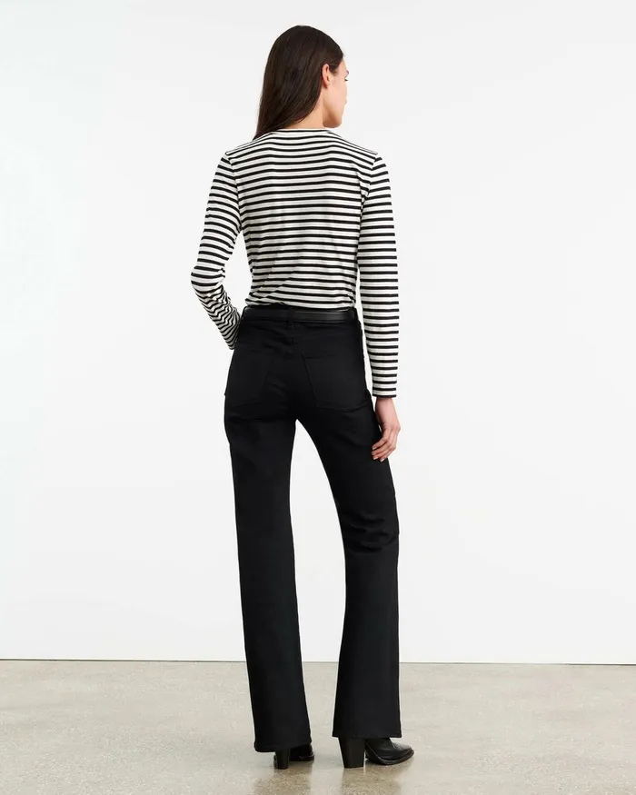 SUSANA LONG SLEEVE TEE Blackivory Stripe Women Nili Lotan Tees