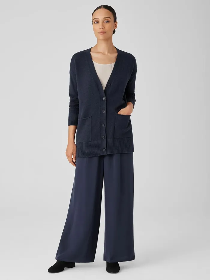 Sweaters and Cardigans Women Eileen Fisher Cotton And Recycled Cashmere VNeck Cardigan Ocean