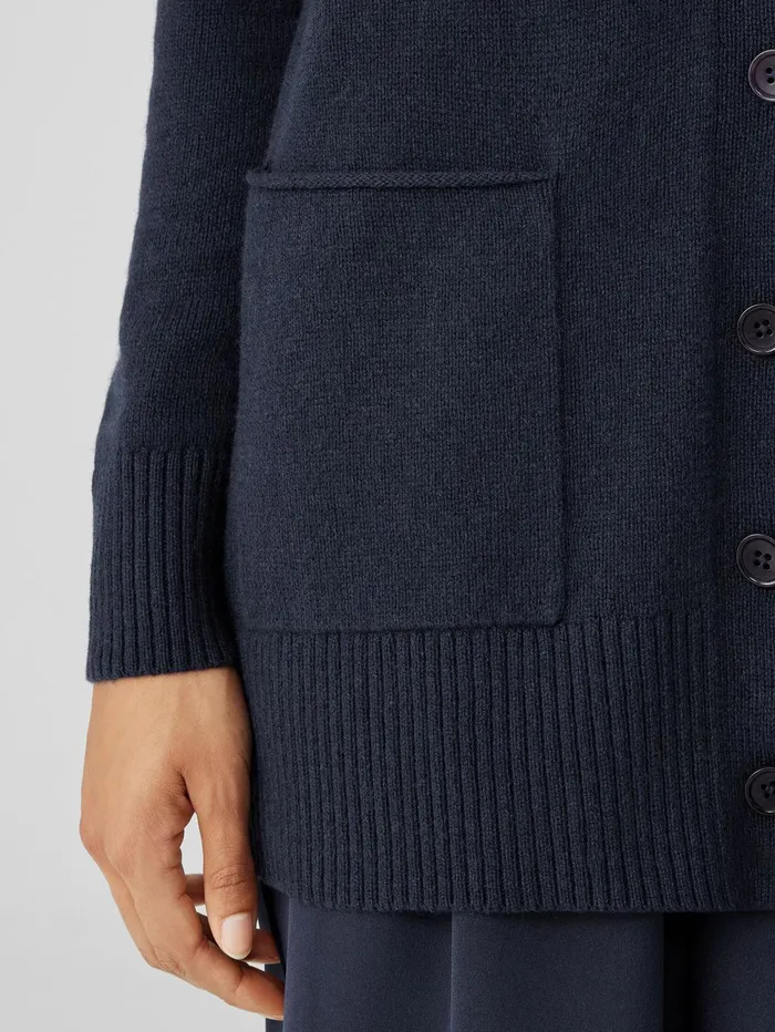 Sweaters and Cardigans Women Eileen Fisher Cotton And Recycled Cashmere VNeck Cardigan Ocean