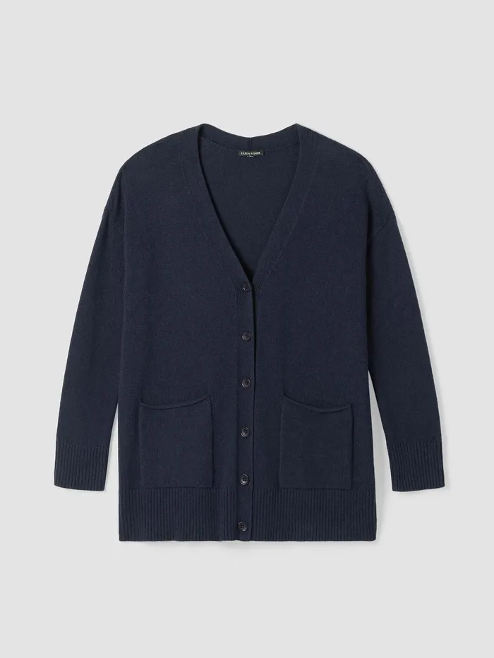 Sweaters and Cardigans Women Eileen Fisher Cotton And Recycled Cashmere VNeck Cardigan Ocean