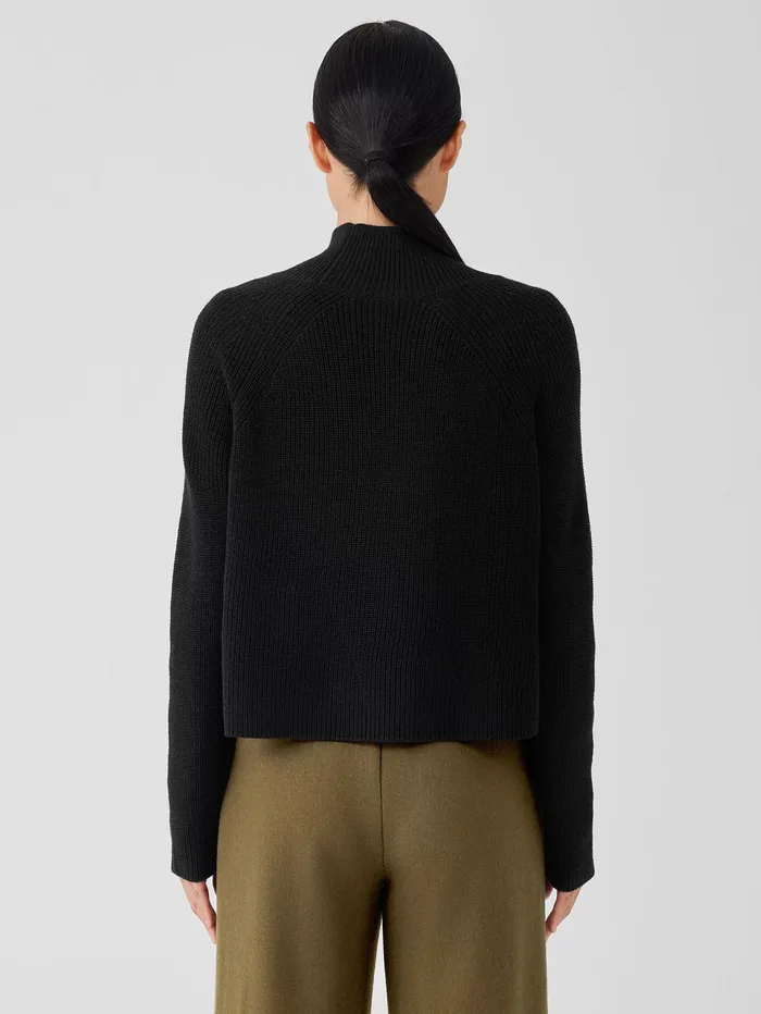 Sweaters and Cardigans Women Eileen Fisher Merino Cropped Turtleneck Top In RegenerativeWool Black
