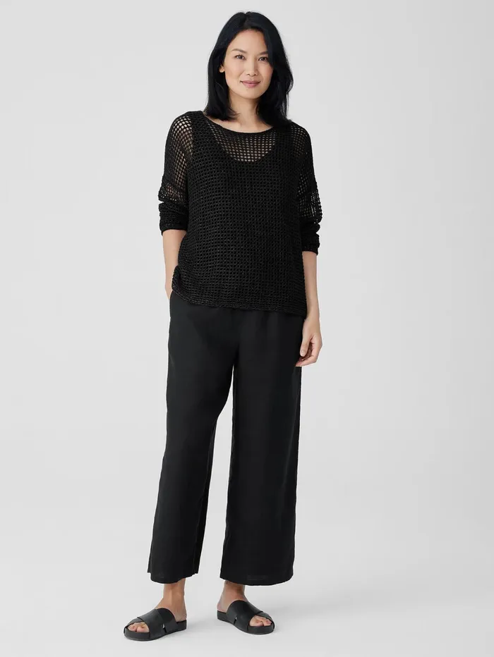 Sweaters and Cardigans Women Eileen Fisher Organic Linen DlavRound Neck Top Black
