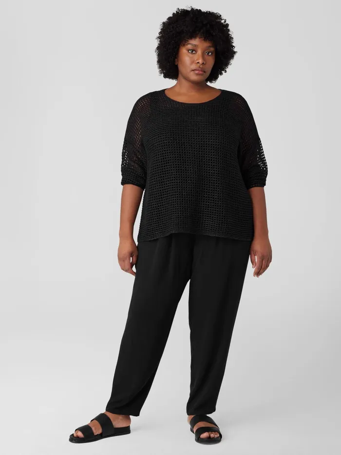Sweaters and Cardigans Women Eileen Fisher Organic Linen DlavRound Neck Top Black