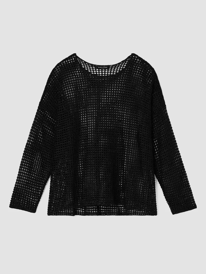 Sweaters and Cardigans Women Eileen Fisher Organic Linen DlavRound Neck Top Black