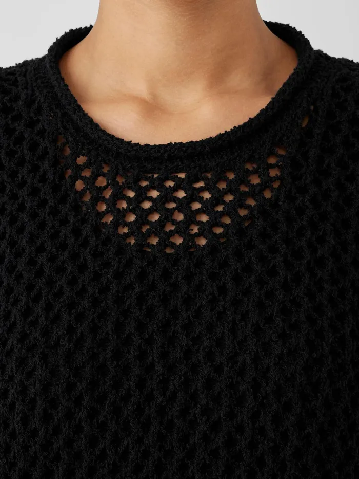 Sweaters and Cardigans Women Eileen Fisher Peruvian Organic Cotton Boucle Crew Neck Top Black
