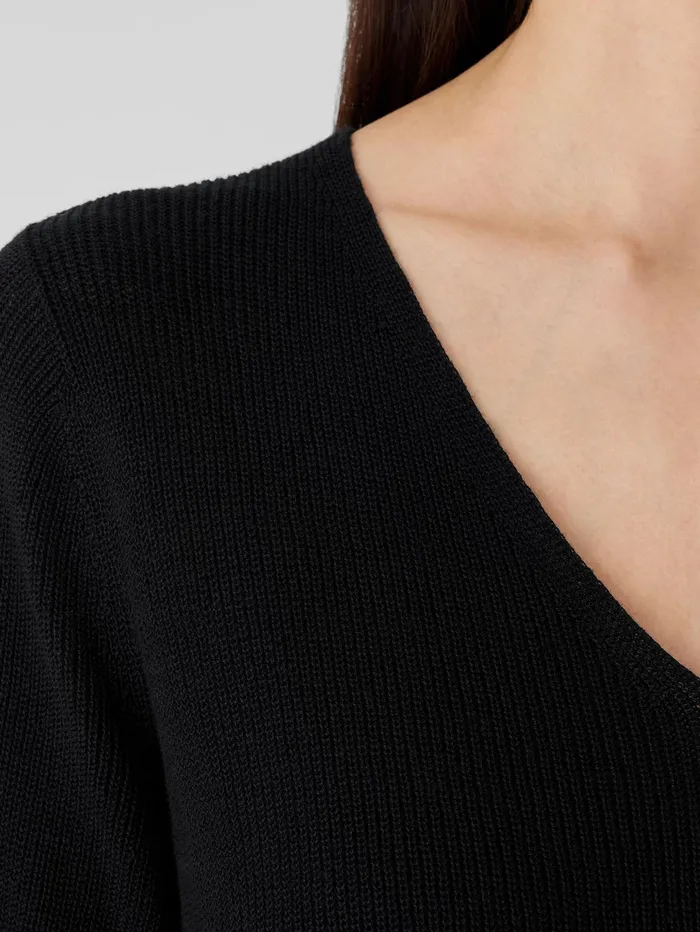 Sweaters and Cardigans Women Eileen Fisher Peruvian Organic Cotton Crepe VNeck Long Top Black