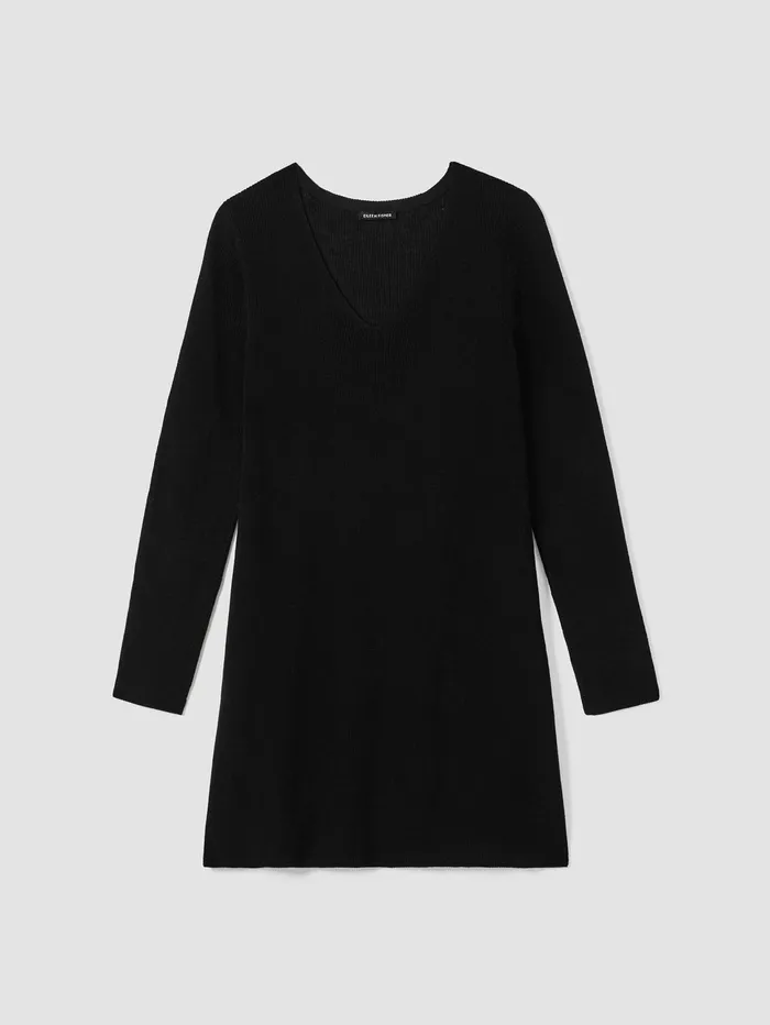 Sweaters and Cardigans Women Eileen Fisher Peruvian Organic Cotton Crepe VNeck Long Top Black