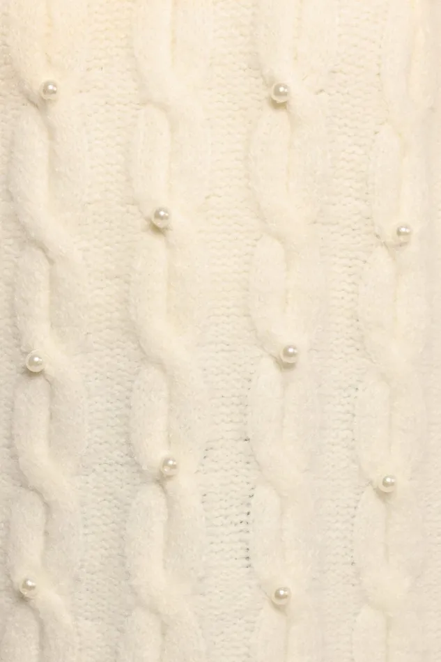 Sweaters Kalai Cable Knit Pearl Detail Knit Sweater Cream Petal and Pup Women