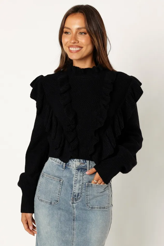 Sweaters Petal and Pup Women Charice Knit Long Sleeve Top Black