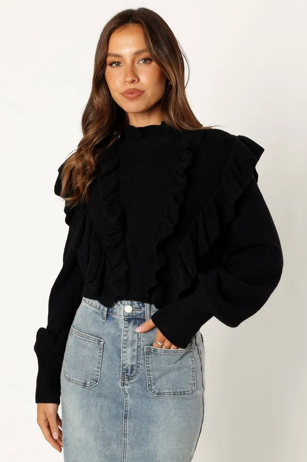 Sweaters Petal and Pup Women Charice Knit Long Sleeve Top Black