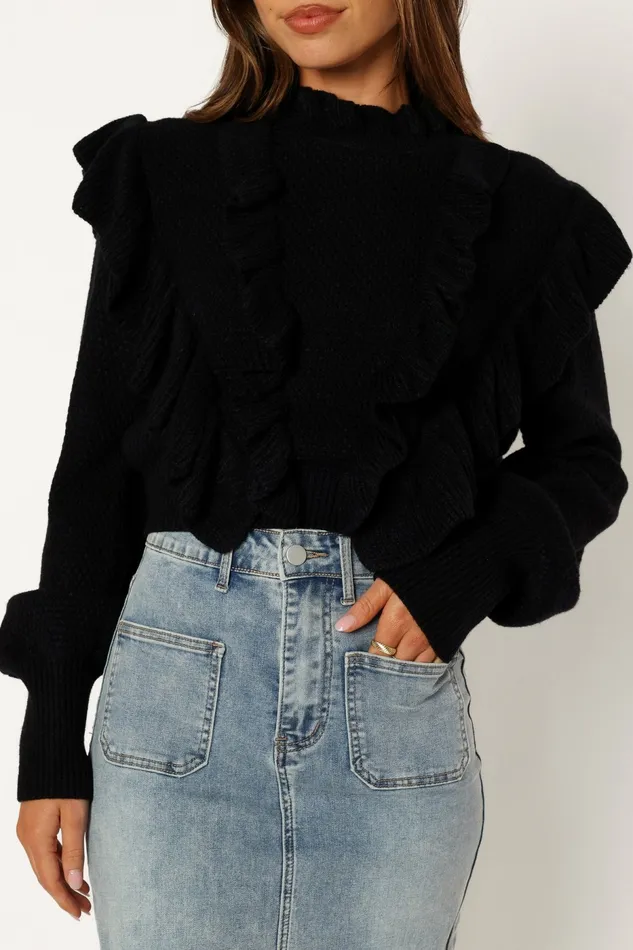 Sweaters Petal and Pup Women Charice Knit Long Sleeve Top Black