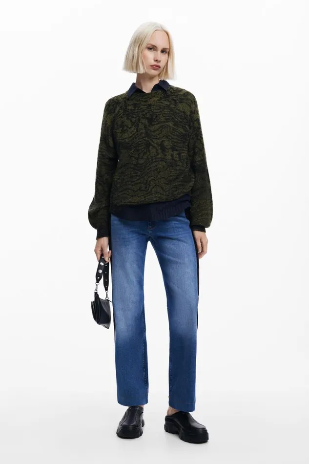Sweaters Women Desigual Arty Print Sweater Green