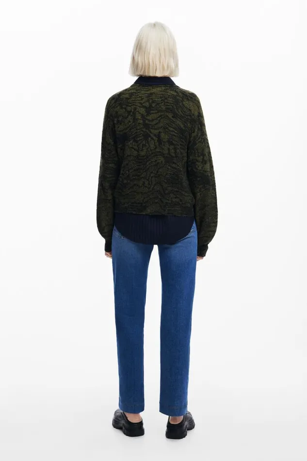 Sweaters Women Desigual Arty Print Sweater Green