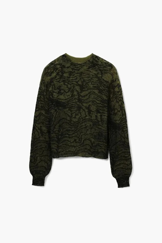 Sweaters Women Desigual Arty Print Sweater Green