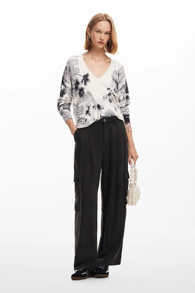 Sweaters Women Desigual Knitted Sweater With Text Print White