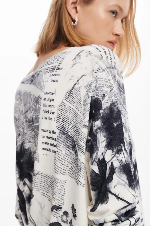 Sweaters Women Desigual Knitted Sweater With Text Print White