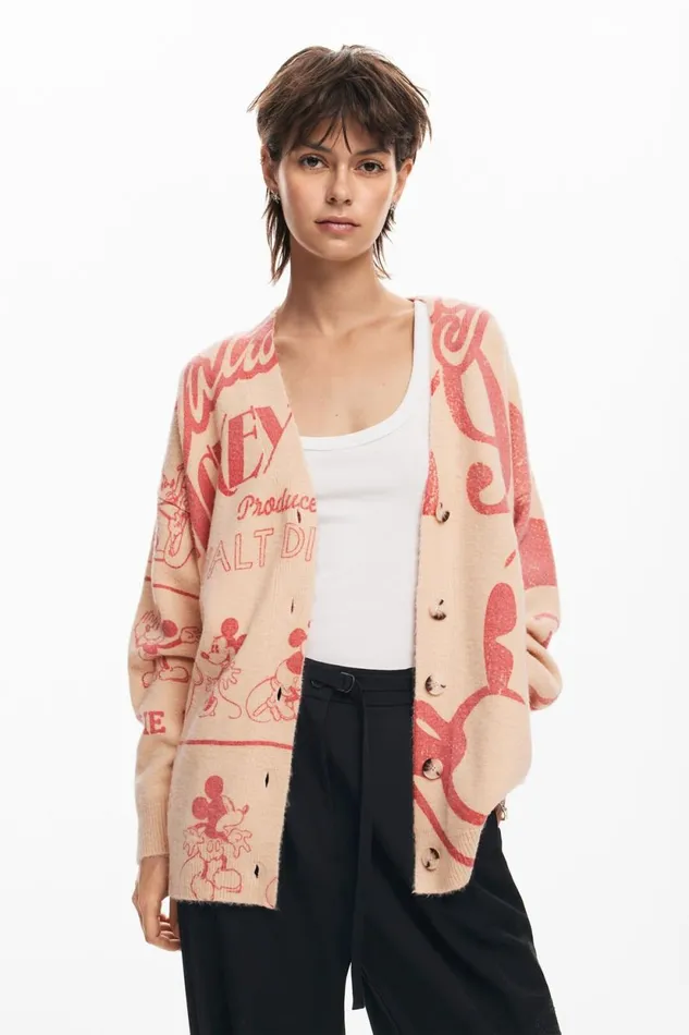 Sweaters Women Desigual Mickey Cardigan Red