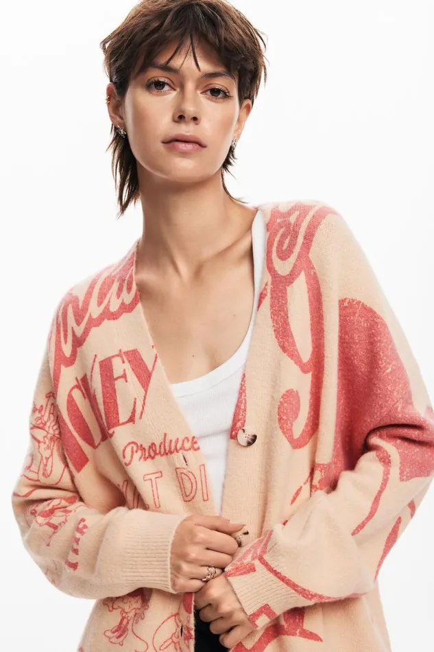 Sweaters Women Desigual Mickey Cardigan Red